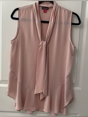 Vince Camuto Blush Sleeveless Top with Tie Neck